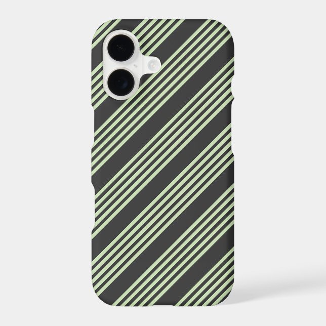 Pale green and charcoal five stripes pattern iPhone case (Back)
