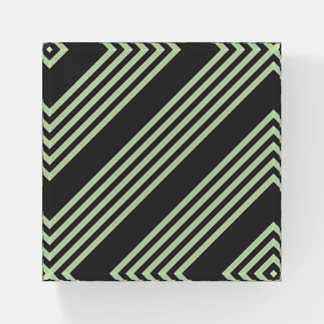 Pale green and charcoal five stripes pattern paperweight (Front)