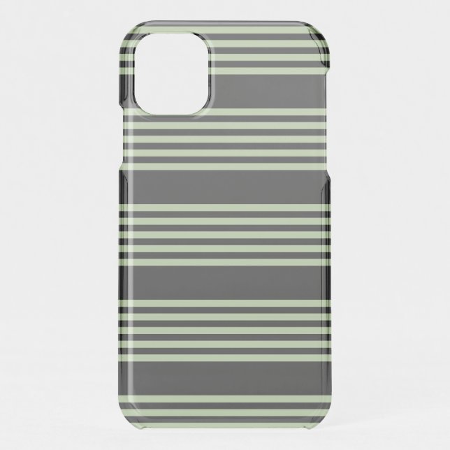 Pale green and charcoal five stripes pattern uncommon iPhone case (Back)