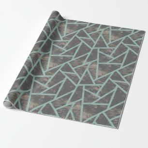 Pale green and gray mosaic pattern wrapping paper