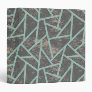 Pale green and grey mosaic pattern 3 ring binder