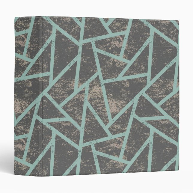 Pale green and grey mosaic pattern 3 ring binder (Front/Spine)