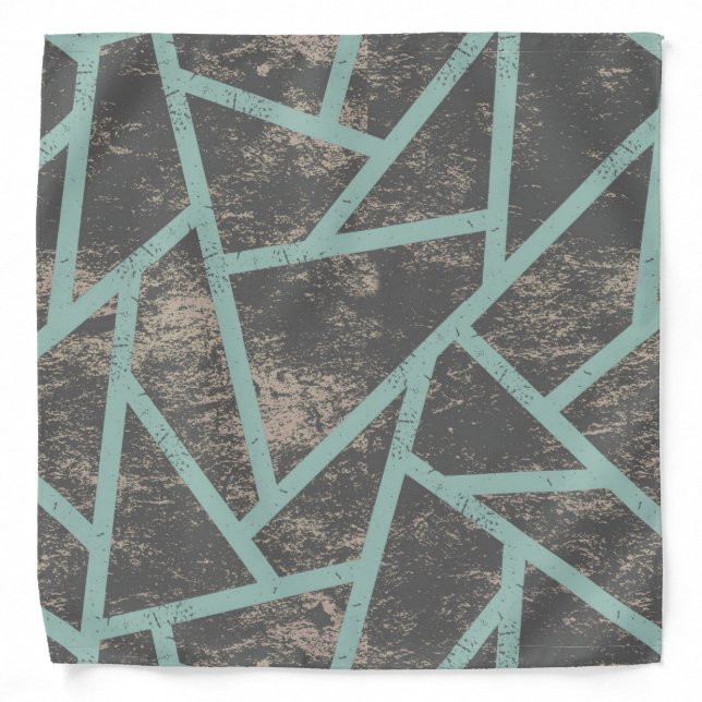 Pale green and grey mosaic pattern bandana (Front)