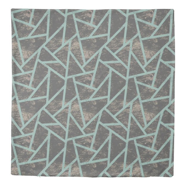 Pale green and grey mosaic pattern duvet cover (Back)