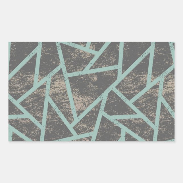 Pale green and grey mosaic pattern rectangular sticker (Front)