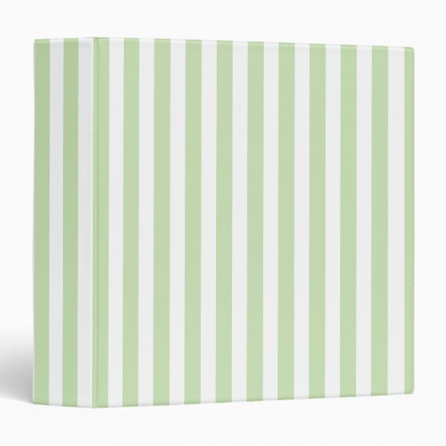 Pale green and white candy stripes 3 ring binder (Front/Spine)