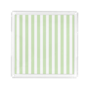 Pale green and white candy stripes acrylic tray