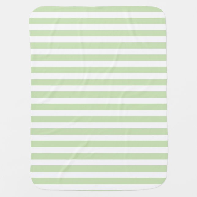 Pale green and white candy stripes baby blanket (Front)