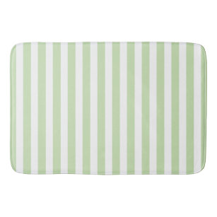 Pale green and white candy stripes bath mat