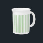 Pale green and white candy stripes beverage pitcher<br><div class="desc">Pale green and white candy stripes</div>