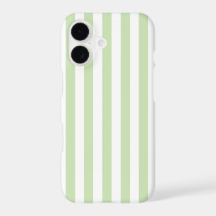 Pale green and white candy stripes iPhone 17 case