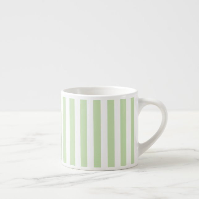 Pale green and white candy stripes espresso cup (Right)