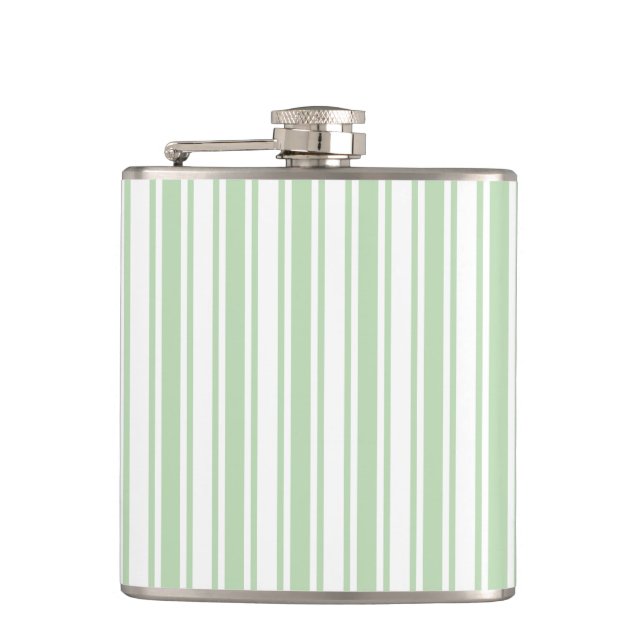 Pale green and white candy stripes flask (Front)