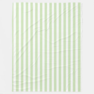 Pale green and white candy stripes fleece blanket