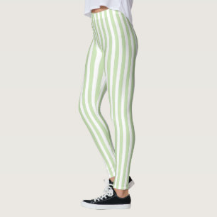 Pale green and white candy stripes leggings