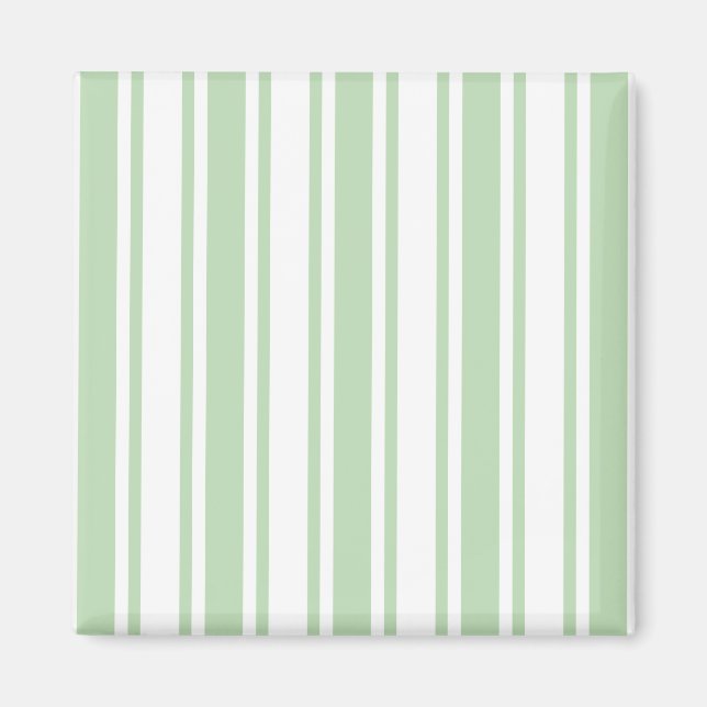 Pale green and white candy stripes magnet (Front)