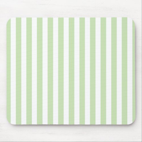 Pale green and white candy stripes mouse pad