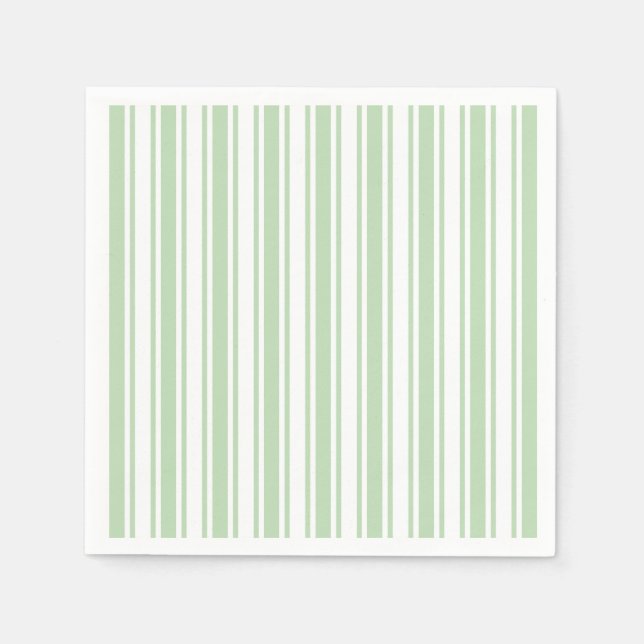 Pale green and white candy stripes napkins (Front)