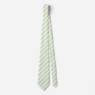 Pale green and white candy stripes neck tie