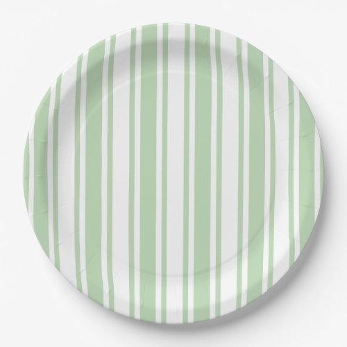 Pale green and white candy stripes paper plates