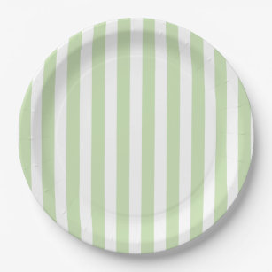 Pale green and white candy stripes paper plates