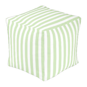 Pale green and white candy stripes pouf