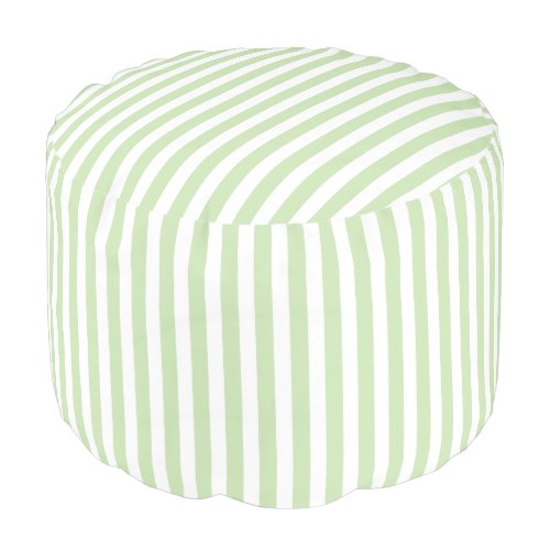 Pale green and white candy stripes pouf