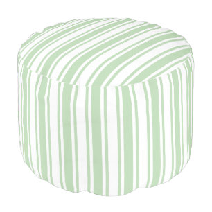 Pale green and white candy stripes pouf