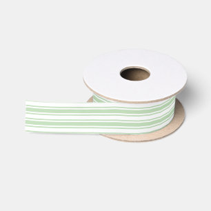 Pale green and white candy stripes satin ribbon
