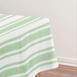 Pale green and white candy stripes tablecloth