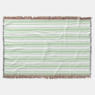 Pale green and white candy stripes throw blanket
