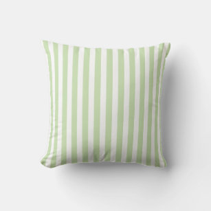 Pale green and white candy stripes throw pillow