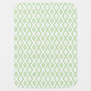 Pale green and white diamond pattern baby blanket