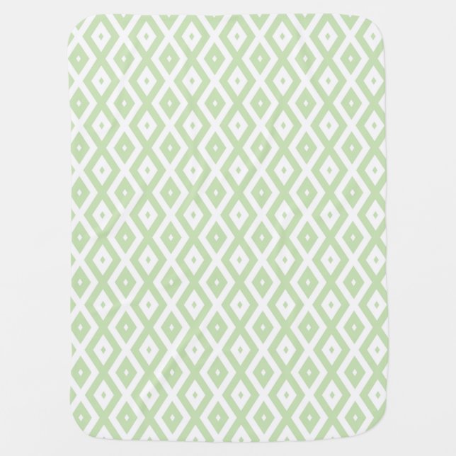 Pale green and white diamond pattern baby blanket (Front)