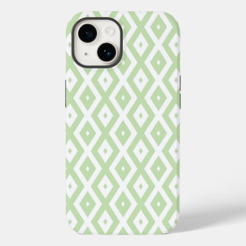 Pale green and white diamond pattern Case_Mate iPhone 14 case