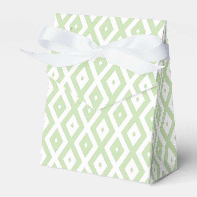 Pale green and white diamond pattern favor boxes (Front Side)