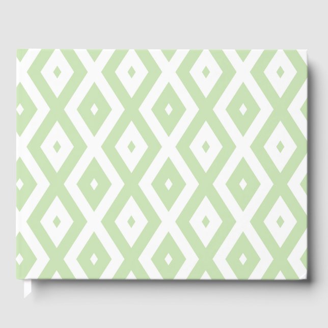 Pale green and white diamond pattern guest book (Front)