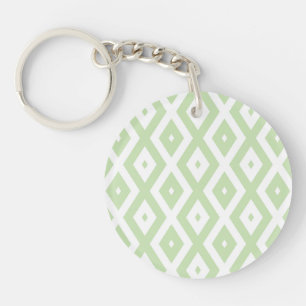 Pale green and white diamond pattern keychain