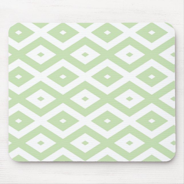 Pale green and white diamond pattern mouse pad (Front)