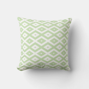 Pale green and white diamond pattern throw pillow