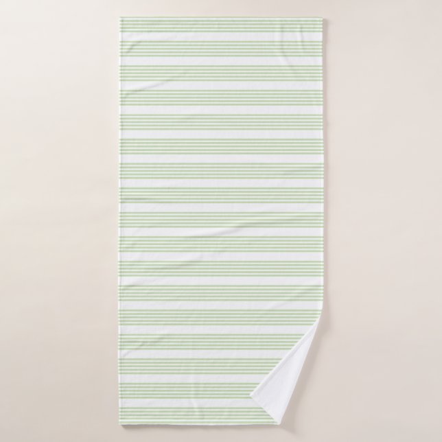 Pale green and white five stripes pattern bath towel (Bath Towel)