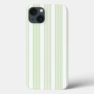 Pale green and white five stripes pattern iPhone 13 case