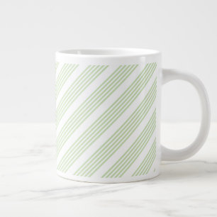 Pale green and white five stripes pattern giant coffee mug