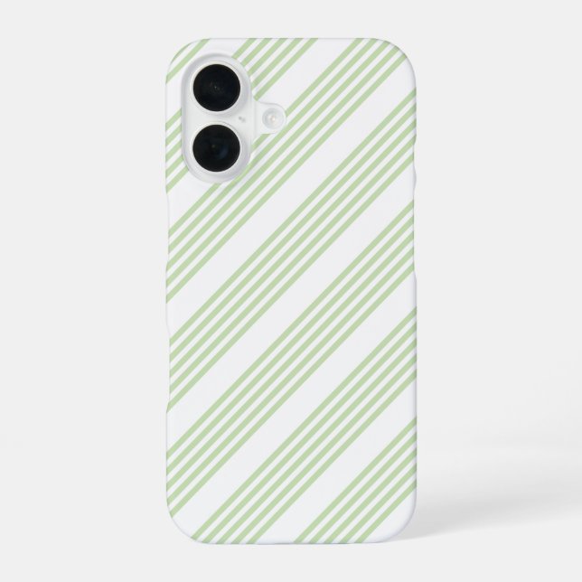 Pale green and white five stripes pattern iPhone case (Back)