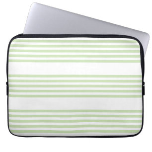 Pale green and white five stripes pattern laptop sleeve