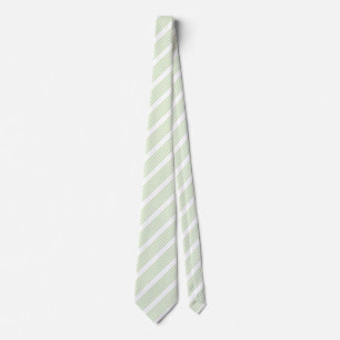 Pale green and white five stripes pattern neck tie