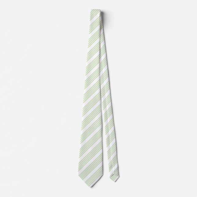 Pale green and white five stripes pattern neck tie (Front)