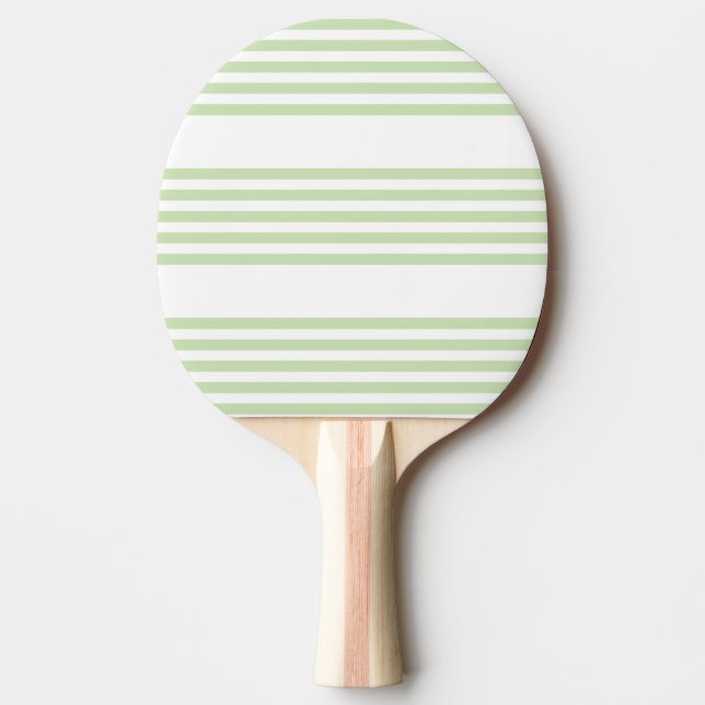 Pale green and white five stripes pattern ping pong paddle (Front)