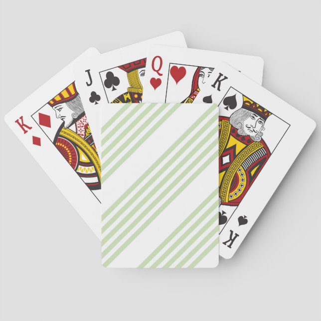 Pale green and white five stripes pattern poker cards (Back)