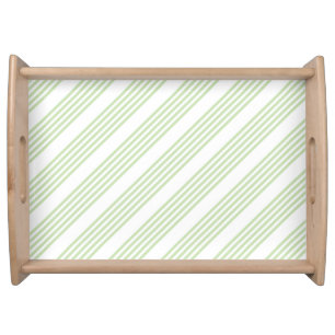 Pale green and white five stripes pattern serving tray